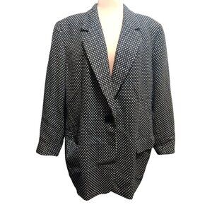 Vintage Ellen Tracy Plus Size 22 90s Power Blazer Wool Cashmere Dot Oversized